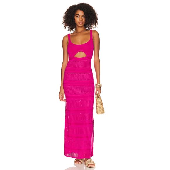 Lovers & Friends Tayla Pointelle Maxi New Dress Size M Viscose Blend Knit Fabric - Picture 1 of 11